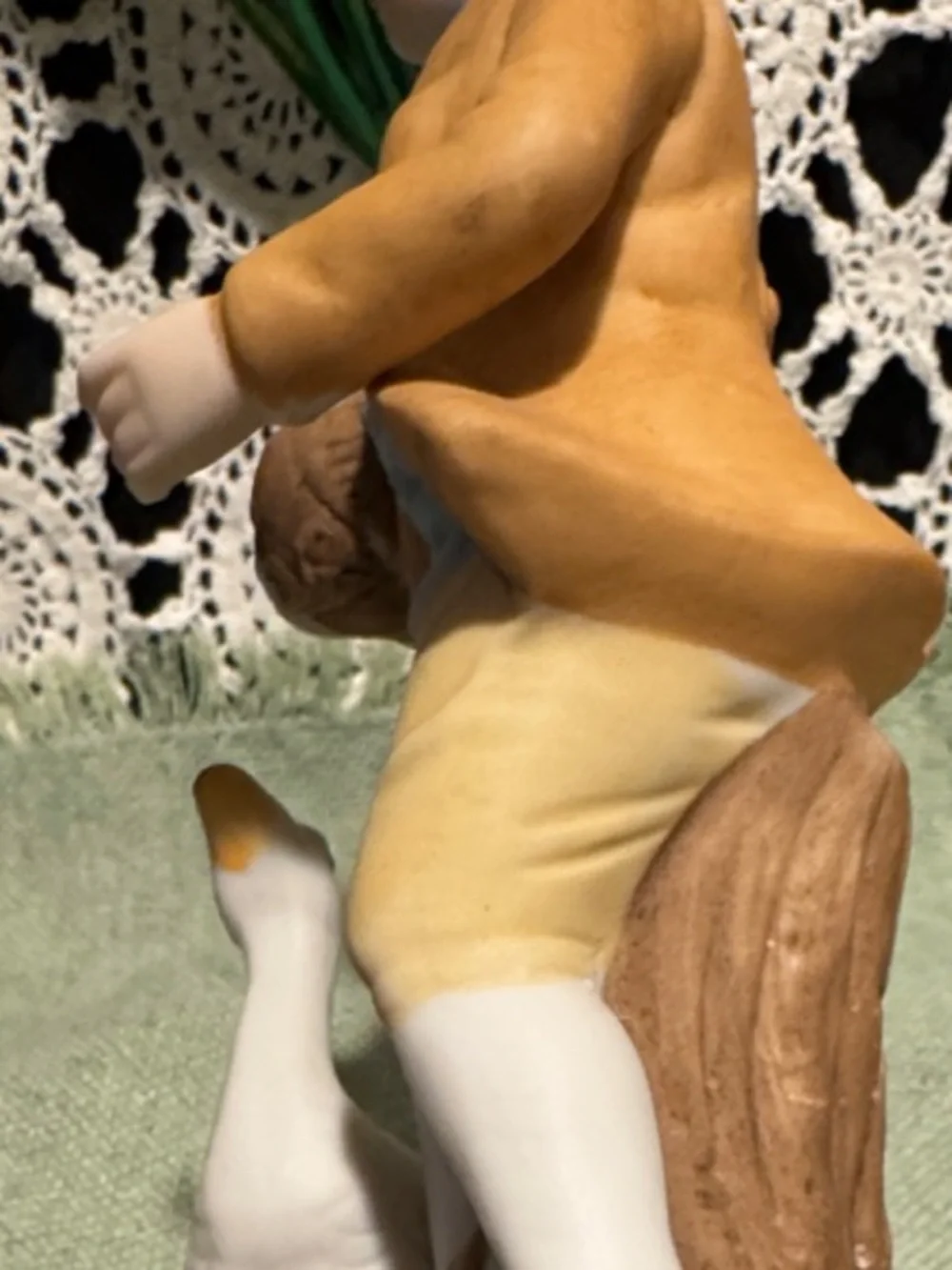 Boy Figurine with A Duck or Goose - White and Pastel Colors